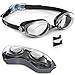 aegend Swim Goggles, Swimming Goggles of Flat Lens Replaceble Nose Piece for Men Women Adult Youth, Anti-Fog UV Protection Leak-Proof Triathlon Goggles with Protection Case, Clear
