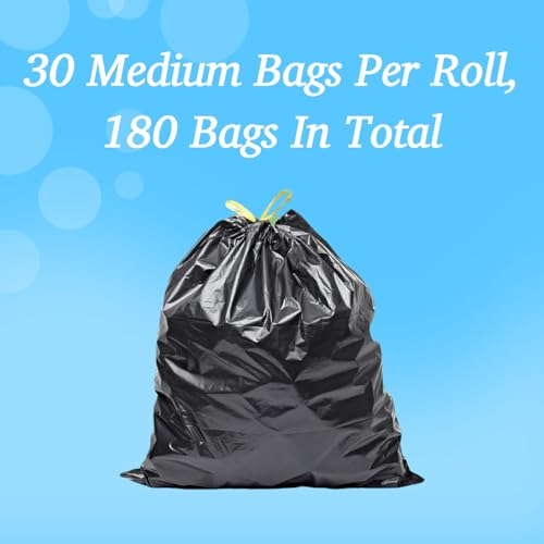 Image of Garbage Bags Medium Size, 19x21 Inches, Biodegradable Dustbin Bags Medium, Polythene Trash Bag For Home, Office, Kitchen, Restaurants, Plastic Dust Bin Cover, 30 Bags Per Roll (Pack of 6)