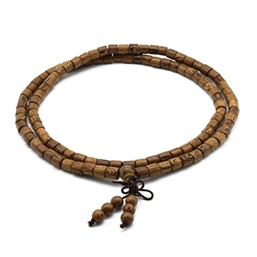 Zen Dear Unisex Natural Wenge Wood Mala Prayer Beads Necklace Bracelet Meditation Buddhist Rosary Mala Beads (6Mm 108 Barrel Beads) #TOP1