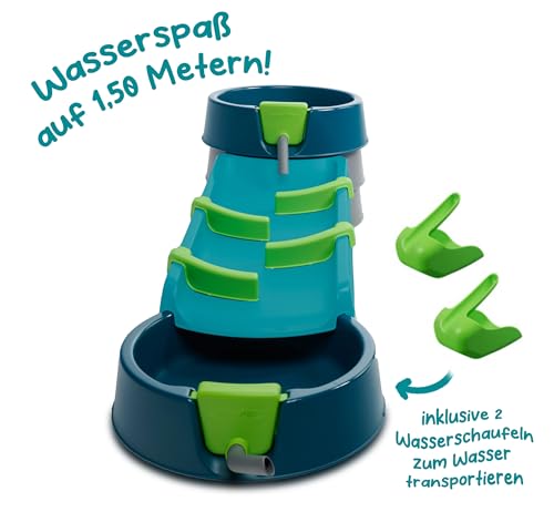 AquaPlay Mudway Run - kombinierte Wasser- und Sandspielbahn, 1,5m Wasserbahn mit Schleusen, Becken und Schiebern, flexibles Stecksystem, wetterfestes, naturverbundenes Outdoor-Wasserspiel, ab 3 Jahren