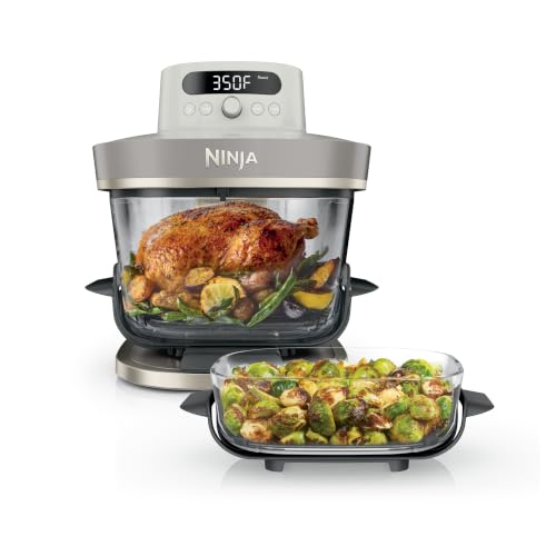 Ninja Crispi Pro Glass Air Fryer, 6-in-1, Amazon Exclusive Bone & Champagne | Max crisp, air fry, bake, roast, recrisp, dehydrate, 1800W, 450F max, 6Qt, 2.5Qt containers, AS101WH1