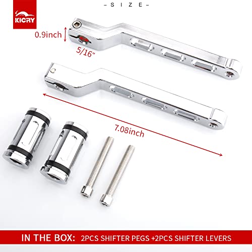 Kicry Motorcycle Heel Toe Shifter Levers 2Pcs Black Cnc Aluminum Gear Pedals Shift Arms Compatible With Harley Davidson Touring Softail Electra Glide Road King Street Trike (Chrome Kit) #TOP6