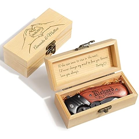 Fanfoobi Gifts For Men, Engraved Pocket Knife For Him Husband Boyfriend, Personalized Knives With Box, Mens Gift For Anniversary Valentines Day Wedding Christmas Birthday (Various Designs) Cover
