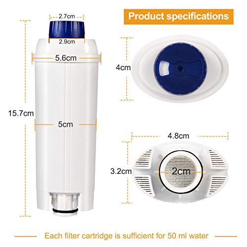 Ouxunus Filter - Coffee Machine Filter for Delonghi with Activated Carbon Softener, Water Filter Compatible with De\'Longhi ECAM, Esam, ETAM, BCO, EC. (Pack of 2)