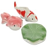 MAGICLULU Floating Aquatic Creature D Cor 3Pcs Hand-Painted Ceramic Fish Tank Decorations Realistic Porcelain Floating Koi Fish Ornaments for Aquarium and Home Table