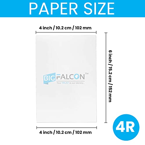 Image of BIGFALCON Professional 180 GSM 4R Size (4X6 inch) Glossy Cast Coated Inkjet Photo Paper 100 Sheets for all Inkjet Printer