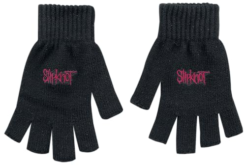 Guantes sin dedos Slipknot Logo ropa de metal unisex mitones negros regulares 3