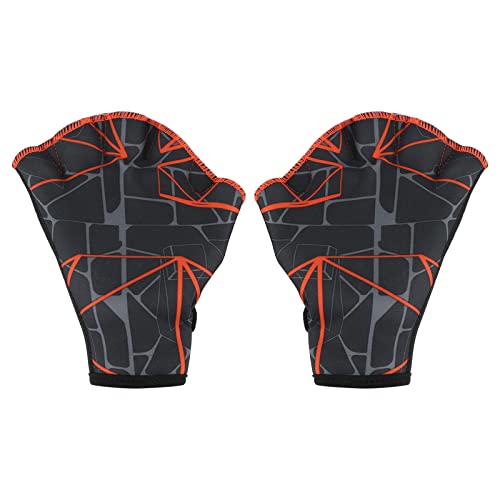 PATIKIL Webbed Swim Gloves, Swimming Aquatic Gloves Printing Water Resistance Training Accessories for Swimming and Diving, L, Dark Gray