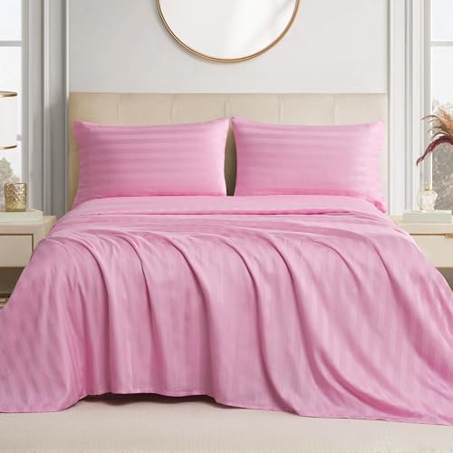 The Sheet Lab Regal Dreams Sateen Striped Damask Full 4-Piece 100% Cotton Sheet Set, Purple Lilac Sachet - Designed for a Comfortable and Luxurious Sleep Experience by The Sheet Lab - Used condition - Image 7