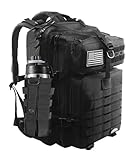 CtopxCone Mochila táctica militar de 45 litros, paquete Molle de 3 días, mochila grande del ejército con regalo adicional para senderismo, camping, caza, 096-negro01, 45L, Mochilas