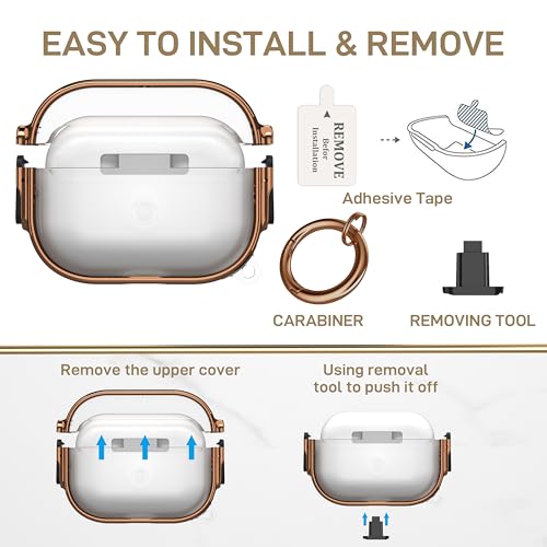 Image of Maxjoy for AirPods Pro 2nd /1st Generation Case with Lock, Clear AirPods Pro 2 Case Lock Protective Hard AirPod Pro Cover for Women Men with Keychain for Airpod Pro (2023 /2022 /2019), Transparent