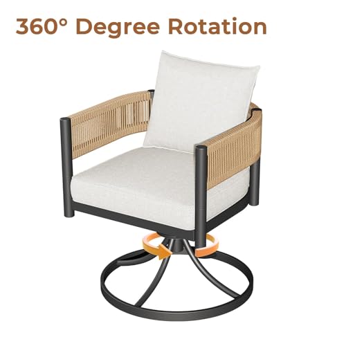 Image of Grand patio 7-Piece Outdoor Dining Set for 6 with 1 Rectangle Expandable Table for 4-6 Person, Metal Woven Wicker Swivel Patio Chairs with Thickened Cushions for Yard, Poolside, Deck (Natural)