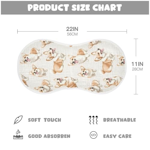 vvfelixl Muslin Burp Cloths Corgi Dog Baby Washcloths for Baby Girl Boys 2 Pack2