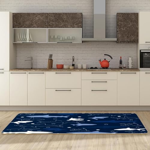 Alfombrilla de cocina absorbente y lavable VAPOKF juego de 2 esteras antideslizantes de tiburones 3