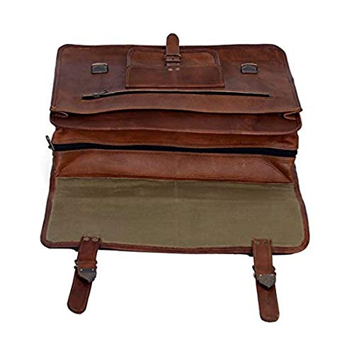 Kpl 18 Inch Leather Briefcase Laptop Messenger Bag Satchel Office Computer Bag For Men And Women (18 Inch) #TOP5
