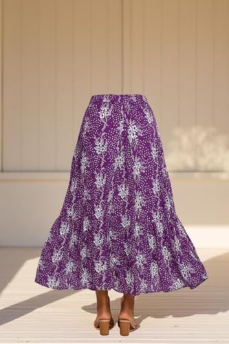 Image of Premium Long Skirt | Stylish Long Crushed Cotton & Unique Prints | Floor Length Skirt for Women | Elastic Waist Premium Maxi Skirt - Comfortable Casual Wear