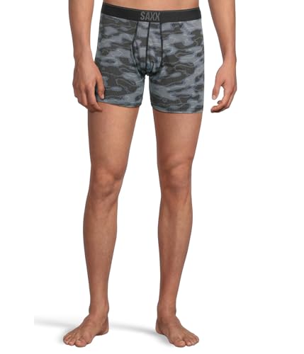 SAXX Underwear Co. Herren-Unterwäsche mit Beutel, schnell trocknend, Netzstoff, Boxershorts, Hosenschlitz, Waterdrop Camo-Black, XL