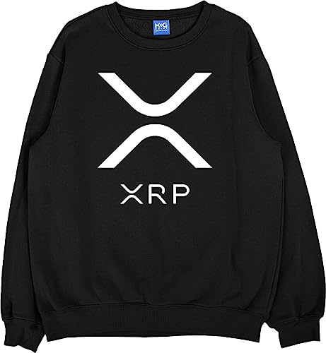 XRP Logo Printed Sweatshirt Black - L - Ripple Digital Currency Trading Unisex Jumper - Market Trade Protocol Payment Mens Sweatshirt - Gift for Investors Traders