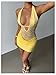 SOLY HUX Women's Lace Halter Mini Dress Sexy Deep V Neck Sleeveless Backless Ruched Bodycon Club Party Dresses Plain Butter Yellow Small