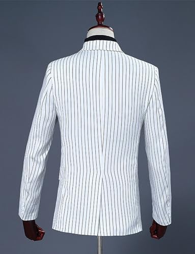 Pkrboro Herren Streifen Anzug Zweireiher Scheitelrevers Jacke Hose Hochzeit – Bild 4