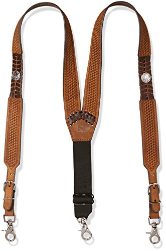 Nocona Belt Co. Men's Buffalo Nickel Basket Leather Suspender, tan, Large