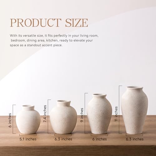 image for Vanselia Ceramic Flower Vase Home Decor - Farmhouse Table Vases Rustic