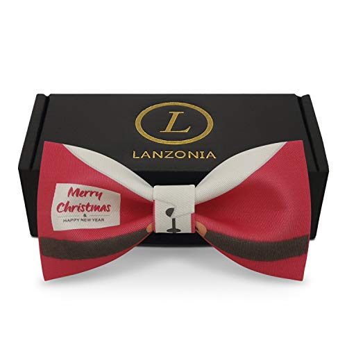 Lanzonia Men's Christmas Bowtie Santa Claus Print Bow Tie For Wedding Party Holiday Graduations Ball #TOP1