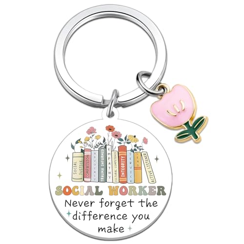 Uerifr Social Worker Gifts for Women Unique Gifts for Social Workers Month Appreciation Gift Never Forget The Difference You Make Keychain Funny School Socials Services Gift for Birthday Christmas