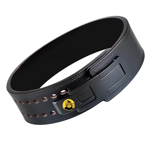 Image of Muscleape 13mm Lever Belt. 4 inch Wide Genuine Leather. Quick-Release Steel Alloy Lever. Adjustable Powerlifting Belt With Lifetime Brand Warranty. Hard Leather For Professional Athletes. (XL)