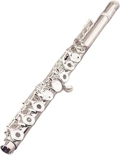 Flauta Principiantes Flauta travesera profesional de 17 agujeros de cobre blanco con llave en C abierta instrumento plateado con caja y accesorios