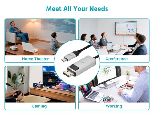 Monoprice USB-C to DisplayPort 1.4 Active Cable - 8K60 4K120 Retimer IC HDR Locking Connector 10ft Black by Monoprice - Image 6