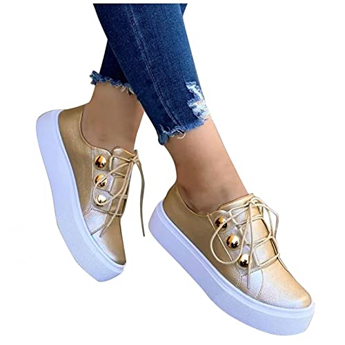 Aunimeifly Sapatilha feminina de couro com alça de cor lisa, confortável, casual, sapatilha confortá