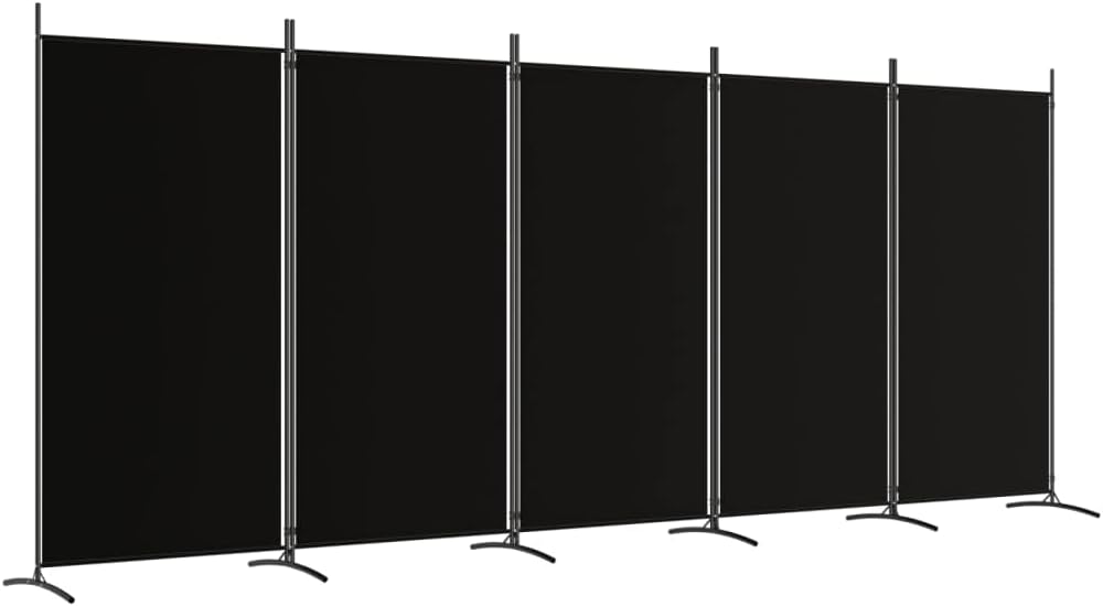 vidaXL Modern 2-Panel Room Divider, Black, 68.9" x 70.9", Durable 100% Polyester Fabric, Foldable Screen, Sunlight Blocker, Space Partition, Easy Assembly