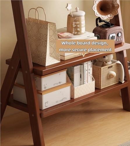 Brown Floor Standing Magazine Rack - 64CM Ladder Shelf Organizer for Office & Home, Durable Bookshelf & Newspaper Holder, Stylish Storage Solution