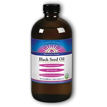 Heritage Store Black Seed Oil | 100% Pure Virgin, Certified Organic, Cold Pressed, Unrefined | Supports Hair, Skin, Healthy Weight & More | 16 fl oz