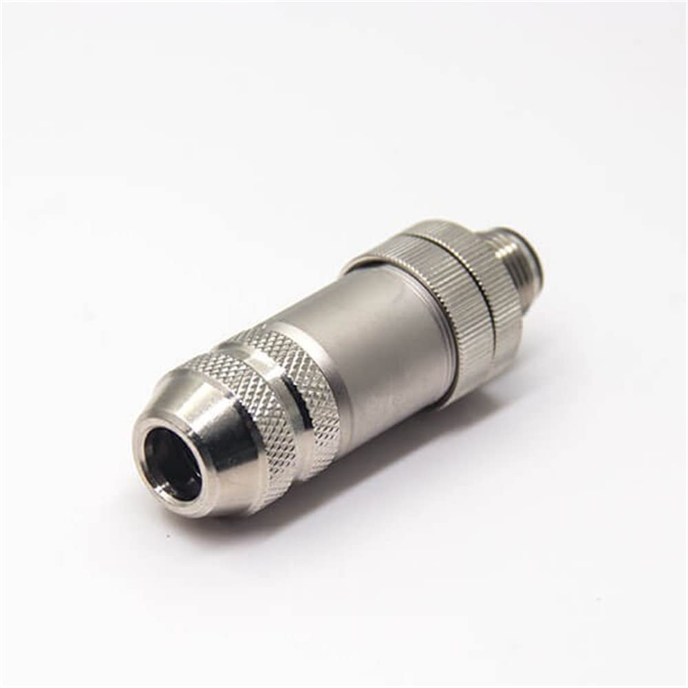 3 Pcs M12 Plug 5 Pin Connector, B Coded Male Metal Shell Screw-Joint Waterproof Field Assembly