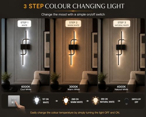 Image of FILLISKA Led Wall Highlighter Light, 3-in-1 Colour Changing, Luxurious Wall Decor (18 Watt Black Art-W303)