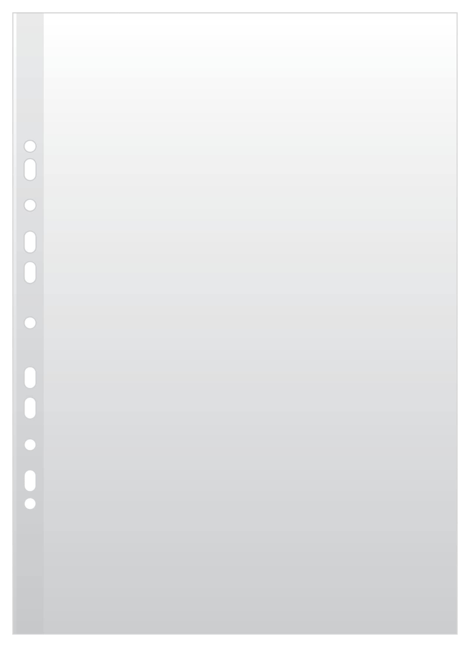 DONAU Document Wallets DIN A3 Portrait Format/Pack of 50 / Grained Top Open Transparent Pockets Transparent Pockets Perforated Plastic Cover for Documents Papers120 Microns