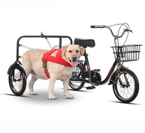 PRUJOY Dog Bike Trailer Pet Stroller Carrier, Easy To Connect and Disconnect To Bicycles, Single Speed Foldable, for Small and Medium Dogs (Black)