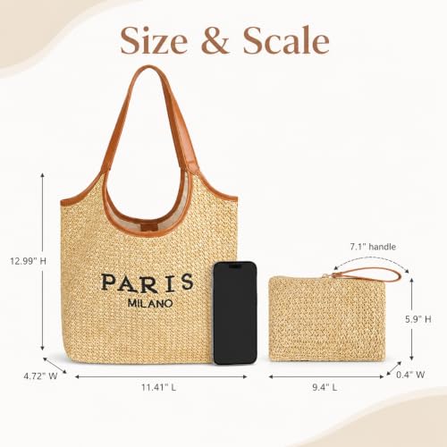 Bolso Tote de Paja para Playa para Mujer miniatura 4