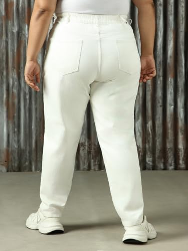 Image of High Star Women Cotton Washed Mom Fit Casual High-Rise Jeans