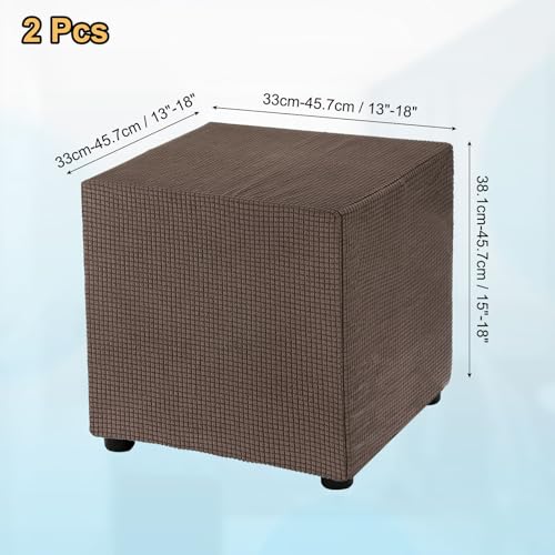 Housse de repose-pieds carrée marron en polyester extensible (45cm) x2 - 3
