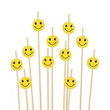Marca BambooMN – decorativo Smilely cara (bambú, – 2 longitudes – 100/300/1000 piezas) 4-Inch