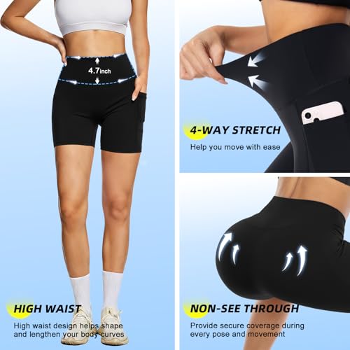 Image of FULLSOFT High Waisted Biker Shorts for Women-5 inch Tummy Control Fitness Athletic Workout Running Yoga Gym Shorts