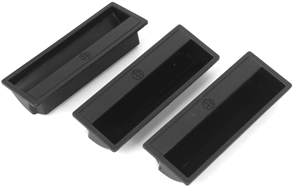 POTUBI Cupboard Recessed Flush Pull Door Finger Insert Handle Black 3 Pcs