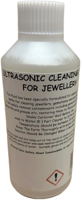 250ml Ultrasonic Jewellery Cleaning Fluid, Home or Professional Cleaner for Precious Metals & Gemstones
