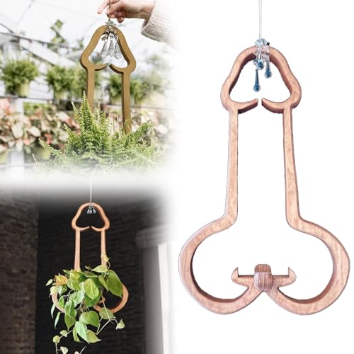 zhongbe Unique Plant Stand, Funny Flower Pots Plant Hanger,Unique Wooden Penis Planters & Multifunctional Hangers, Hanging Planters for Indoor and Outdoor Plants, Quirky, Artistic for Plant Lovers