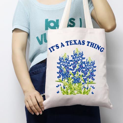 Image of JXGZSO It's a Texas Thing Bluebonnet and Yellow Rose of Texas Tote Bag Gift For Traveler