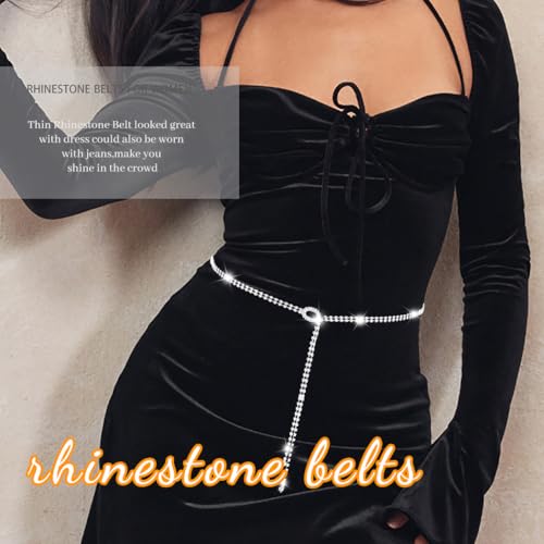 Abien Rhinestone Belts for Women Crystal Chain Belt for Dress Sparkle Thin Belts for Dresses4