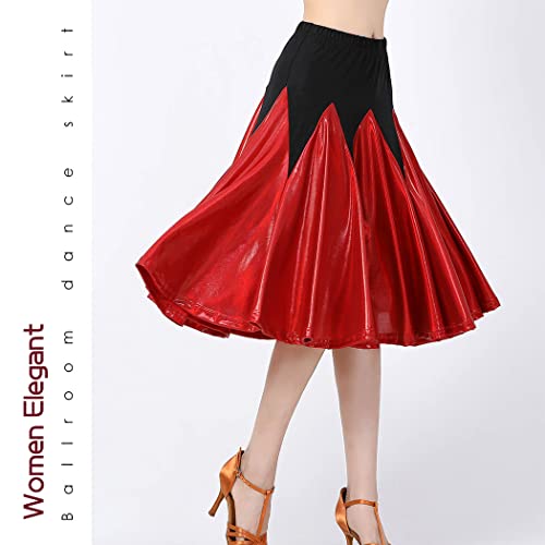 Victray Latin Dance Skirts Swing Ballroom Dance Skirt Party Pleated Skirt Costume For Women (Red) #TOP6